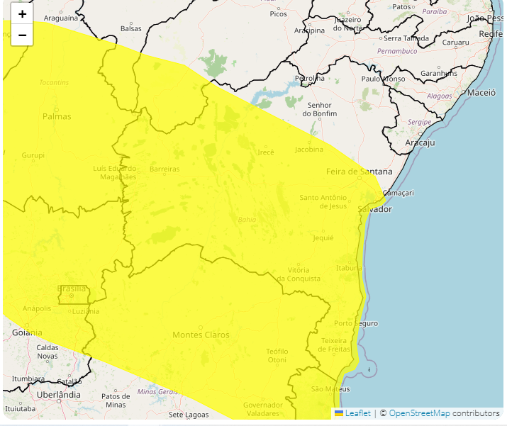 Vitória da Conquista entra em alerta amarelo para chuvas intensas